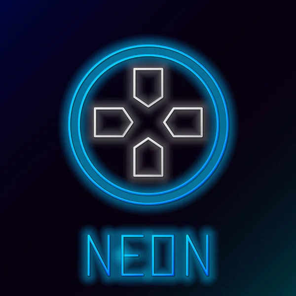 Glödande Neon Linje Gamepad Ikon Isolerad Svart Bakgrund Spelkontrollant Färgstarkt — Stock vektor