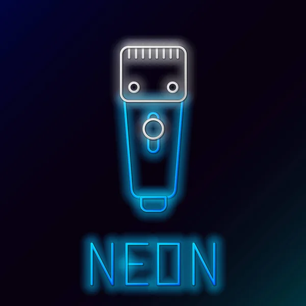 Glödande Neon Linje Elektriska Hår Clipper Eller Rakapparat Ikon Isolerad — Stock vektor