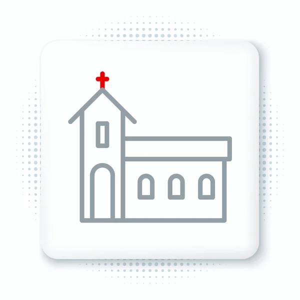 Line Church Building Icon Isolated White Background Christian Church Religion — Stock Vector