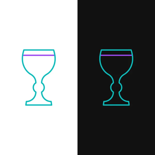 Linie Weinglas Symbol Isoliert Auf Weißem Und Schwarzem Hintergrund Weinglas — Stockvektor