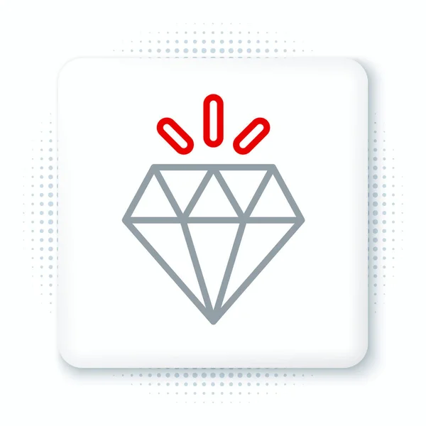 Line Diamond Symbol Isoliert Auf Weißem Hintergrund Schmuck Symbol Edelstein — Stockvektor
