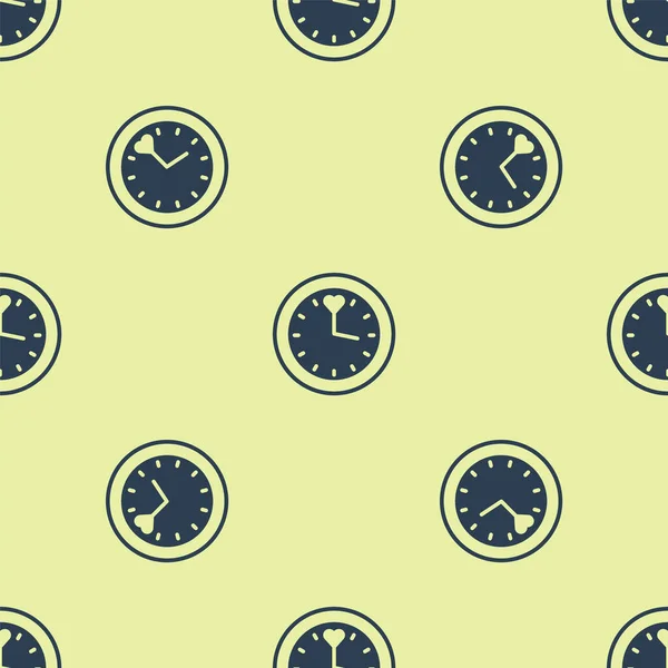 Ícone Relógio Azul Isolado Padrão Sem Costura Fundo Amarelo Símbolo —  Vetores de Stock