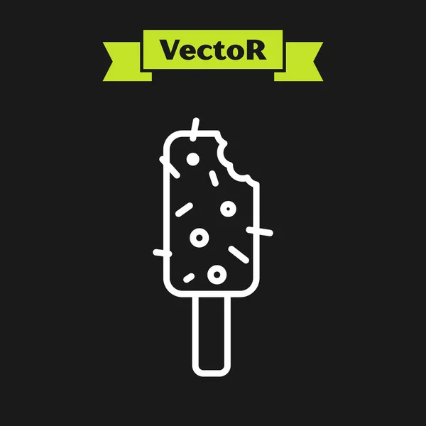 Weiße Linie Eis Symbol Isoliert Auf Schwarzem Hintergrund Süßes Symbol — Stockvektor