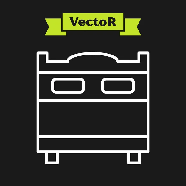 Weiße Linie Schlafzimmer Symbol Isoliert Auf Schwarzem Hintergrund Hochzeit Liebe — Stockvektor