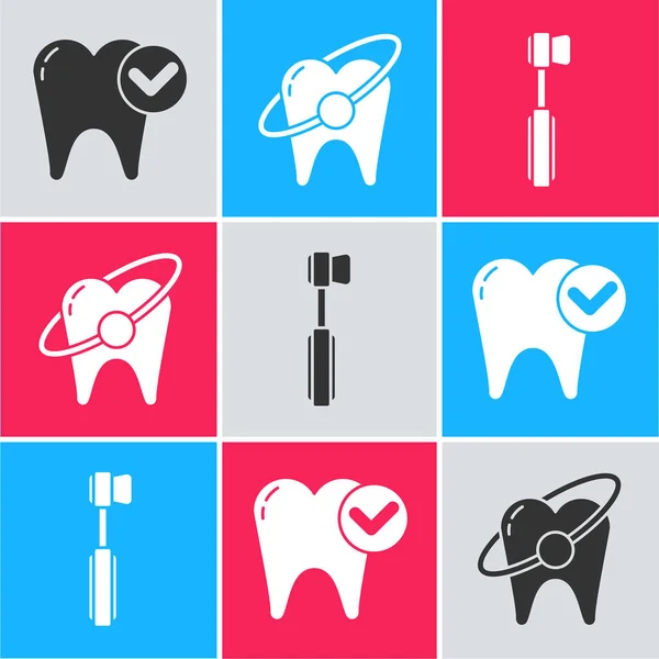 Set Tooth Whitening Concept Tooth Whitening Concept Toothbrush Icon Vector — Stock Vector