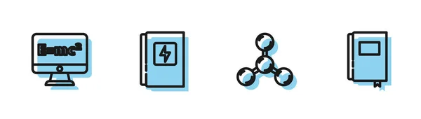 Réglage Molécule Solution Équation Panneau Électrique Icône Livre Vecteur — Image vectorielle