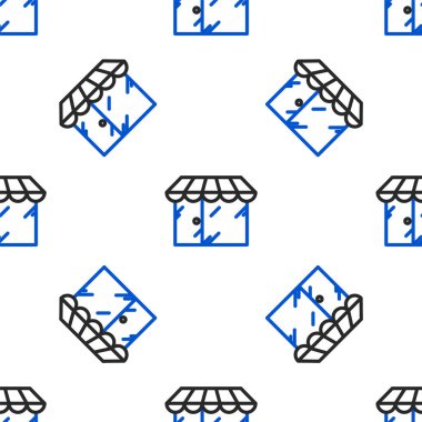 Çizgi berber binası ikonu beyaz arka planda izole edilmiş kusursuz desen. Renkli taslak konsepti. Vektör.