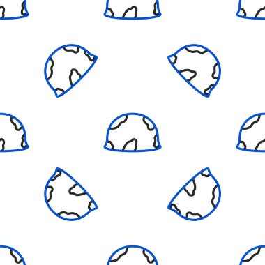 Askeri miğfer ikonu beyaz arka planda kusursuz desen izole etti. Ordu şapkasının savunma ve koruma sembolü. Koruyucu şapka. Renkli taslak konsepti. Vektör.