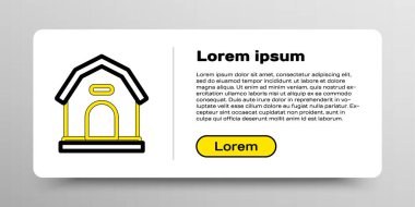Line Dog House simgesi beyaz arkaplanda izole edildi. Köpek kulübesi. Renkli taslak konsepti. Vektör.