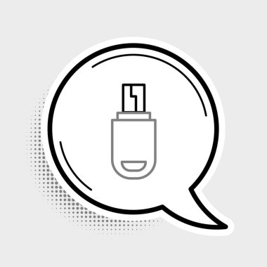 USB satır flash disk simgesi gri arkaplanda izole edildi. Renkli taslak konsepti. Vektör.