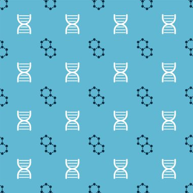 Molekül ve DNA sembolünü kusursuz desene ayarla. Vektör.
