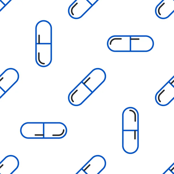 Γραμμή Φάρμακο Χάπι Δισκίο Εικονίδιο Απομονωμένη Αδιάλειπτη Μοτίβο Λευκό Φόντο — Διανυσματικό Αρχείο