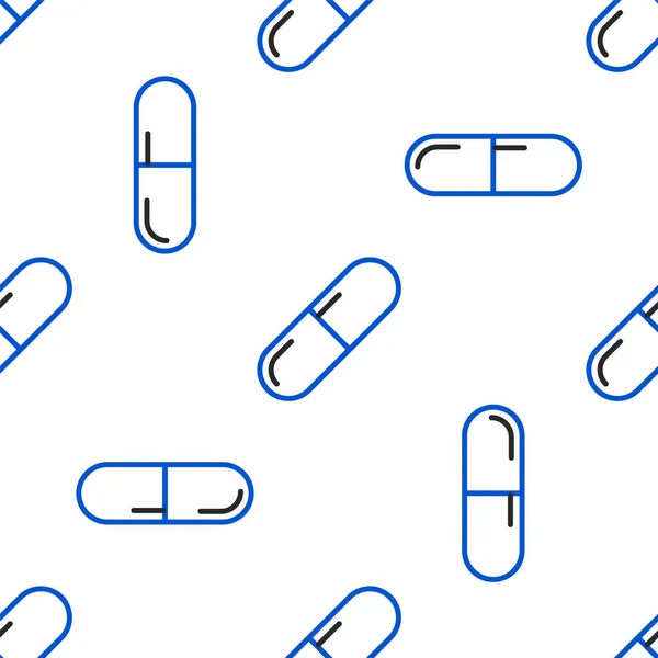 메디신 알약이나 태블릿 아이콘은 배경에 솔기없는 패턴을 처방받았습니다 약리학적 Vector — 스톡 벡터