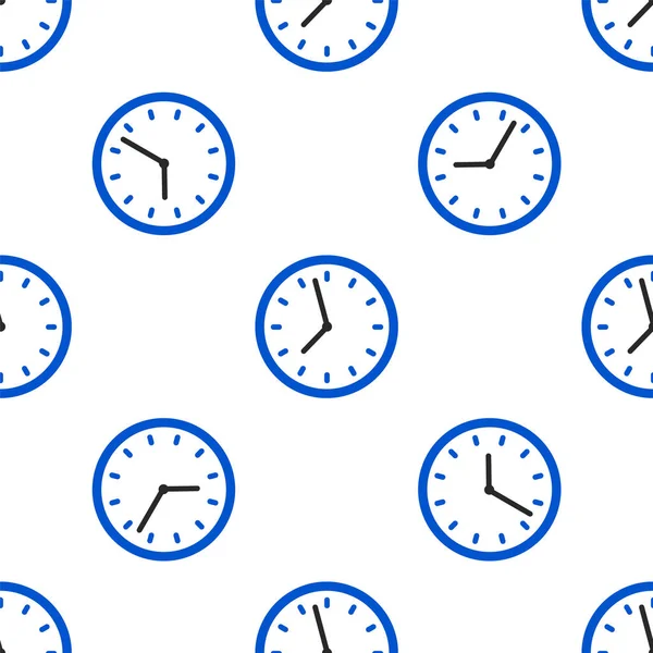 Line Clock Icon Isolated Seamless Pattern White Background Time Symbol — Stock Vector