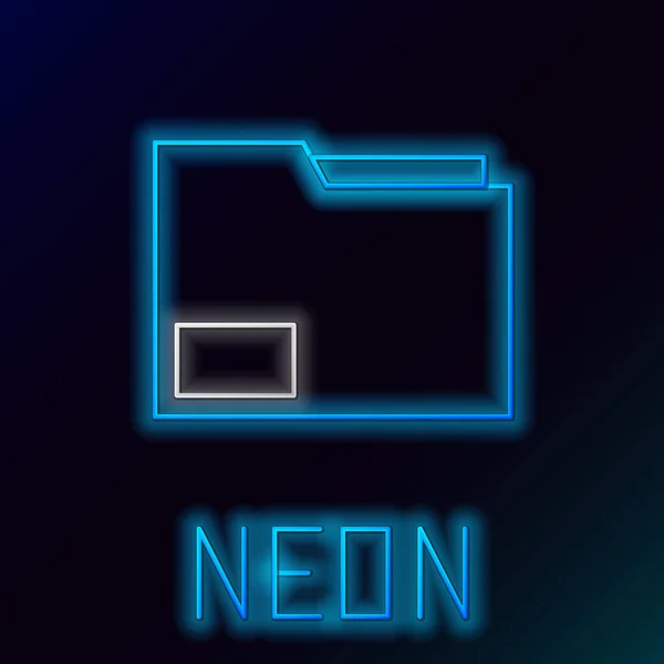 Gloeiende Neon Lijn Document Map Pictogram Geïsoleerd Zwarte Achtergrond Boekhoudkundige — Stockvector