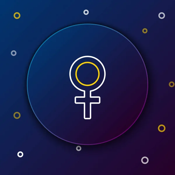 Line Female Gender Symbol Symbol Isoliert Auf Blauem Hintergrund Venus — Stockvektor