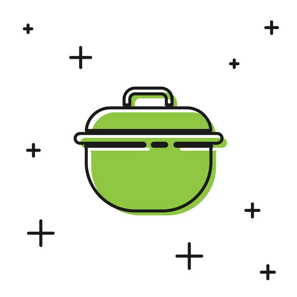 黑色烹饪锅图标孤立在白色背景 蒸煮或炖煮食品的象征 — 图库矢量图片