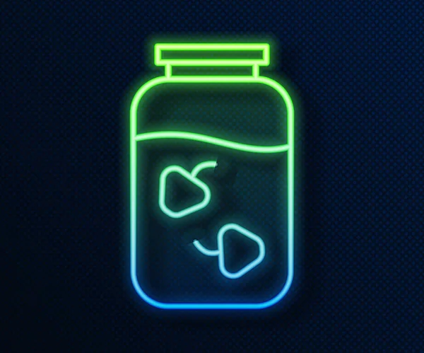 Brillante Línea Neón Fresa Jam Jar Icono Aislado Sobre Fondo — Vector de stock