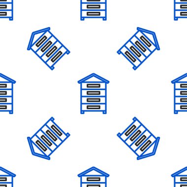 Arı ikonu için çizgi kovanı beyaz arka planda izole edilmiş pürüzsüz desen. Arı kovanı sembolü. Apiary ve arı yetiştiriciliği. Tatlı doğal yemek. Renkli taslak konsepti. Vektör.