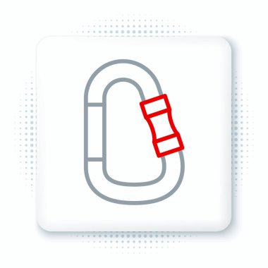 Çizgi Karabina simgesi beyaz arkaplanda izole edildi. Olağanüstü bir spor. Spor malzemeleri. Renkli taslak konsepti. Vektör.