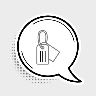 Gri arkaplanda askeri künye simgesi izole edildi. Kimlik etiketi simgesi. Ordu işareti. Renkli taslak konsepti. Vektör.