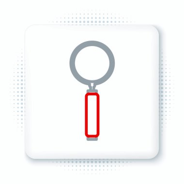 Beyaz arkaplanda izole edilmiş çizgi büyüteç simgesi. Arama, odaklanma, yakınlaştırma, iş sembolü. Renkli taslak konsepti. Vektör.