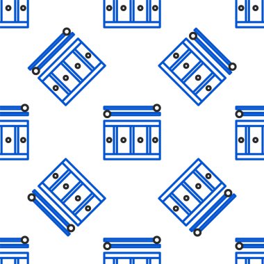 Çubuk simgesi olan Line Drum beyaz arka planda izole edilmiş kusursuz desen. Müzik işareti. Müzik aleti sembolü. Renkli taslak konsepti. Vektör.