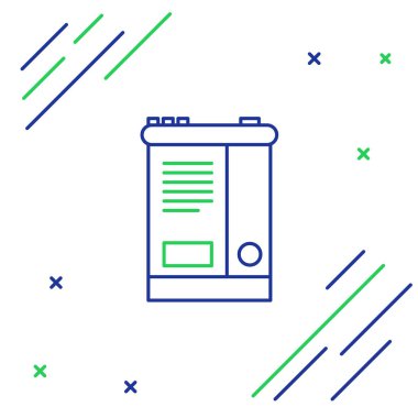 Çizgi Araba bataryası simgesi beyaz arka planda izole edildi. Akümülatör bataryası enerji ve elektrik akümülatörü bataryası. Renkli taslak konsepti. Vektör.