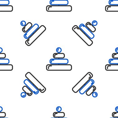 Çizgi Piramit oyuncak simgesi beyaz arkaplanda izole edilmiş kusursuz desen. Renkli taslak konsepti. Vektör.