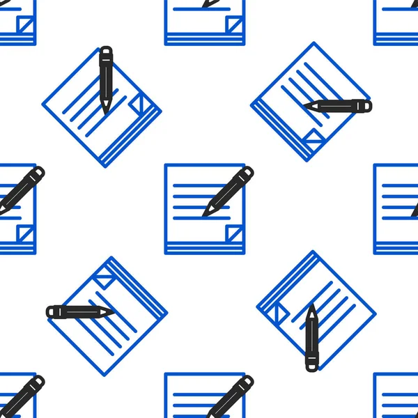 Silgi simgesine sahip boş defter ve kalem beyaz arkaplanda izole edilmiş pürüzsüz desen. Kağıt kalem. Renkli taslak konsepti. Vektör.