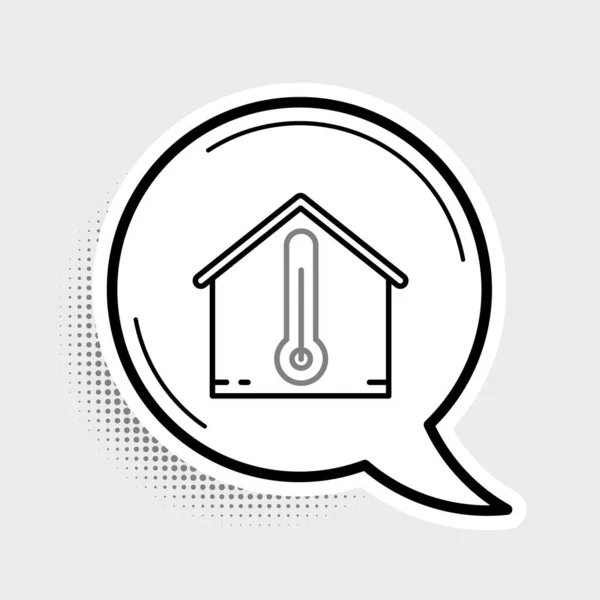 Zeile Haus Temperatur Symbol Isoliert Auf Grauem Hintergrund Thermometer Symbol — Stockvektor