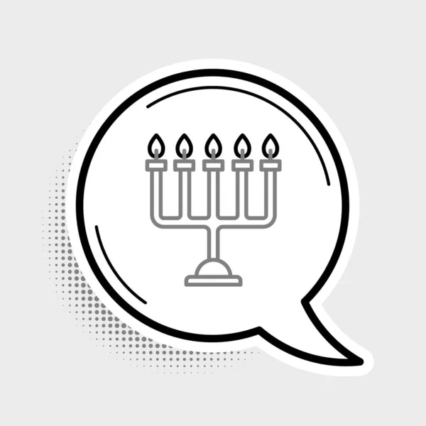 Hanukkah Menorah线图标在灰色背景下隔离 光明节的传统象征 节日宗教 犹太灯节 五彩缤纷的概念 — 图库矢量图片