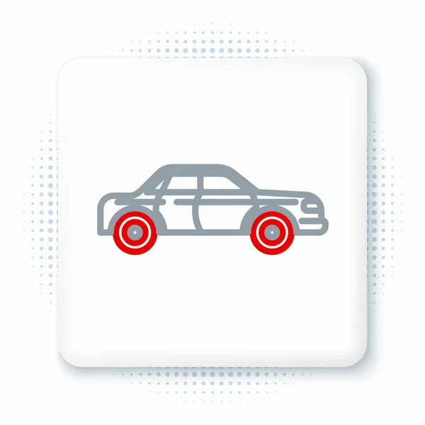 Linia Ikona Samochodu Sedan Izolowana Białym Tle Kolorowy Koncept Wektor — Wektor stockowy