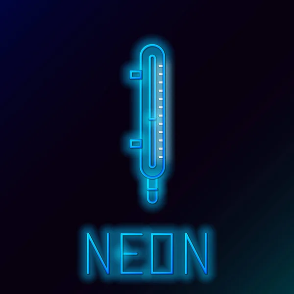 Linha Néon Brilhante Termômetro Meteorologia Ícone Medição Isolado Fundo Preto — Vetor de Stock