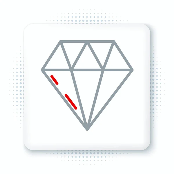 Line Diamond Ikon Elszigetelt Fehér Háttérrel Ékszer Szimbólum Ékkő Színes — Stock Vector