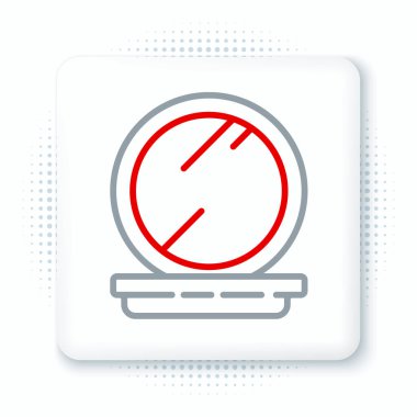 Beyaz zemin üzerinde ayna simgesi olan çizgi makyaj tozu. 8 Mart. Uluslararası Mutlu Kadınlar Günü. Renkli taslak konsepti. Vektör.