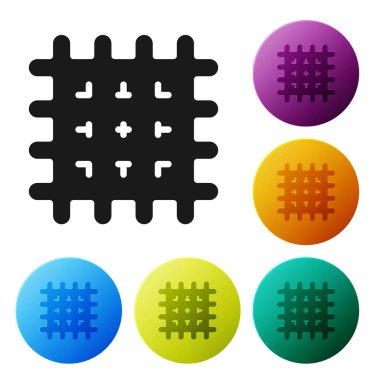 Siyah Kraker bisküvisi simgesi beyaz arka planda izole edildi. Tatlı kurabiye. Simgeleri renk daire düğmelerine ayarla. Vektör.