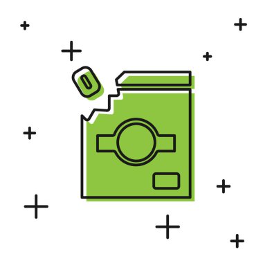 Şeker ikonu için siyah şeker ambalajı beyaz arka planda izole edildi. Şekerli çanta. Vektör.