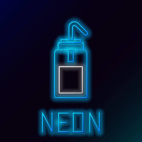 Gloeiende Neon Lijn Laboratorium Wasfles Voor Chemie Wetenschap Lab Icoon — Stockvector