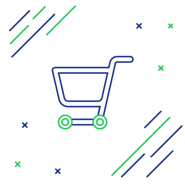 线条购物车图标隔离在白色背景 网上购物的概念 送货服务标志 超级市场篮子的象征 五彩缤纷的概念 — 图库矢量图片