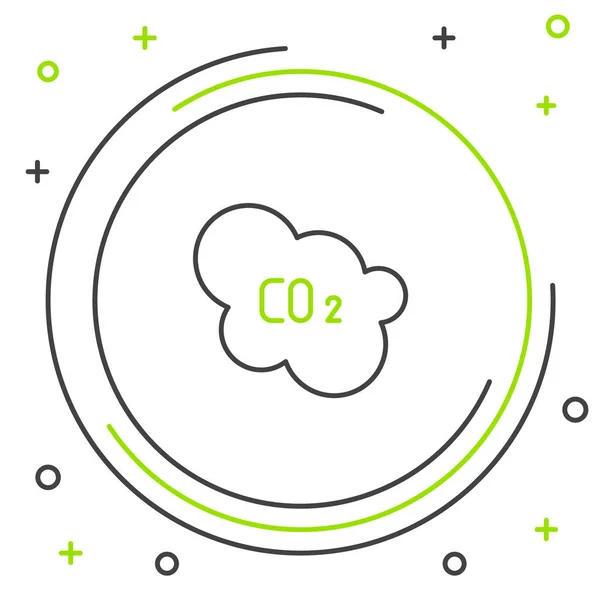 Linia Emisji Co2 Ikonie Chmury Izolowane Białym Tle Formuła Dwutlenku — Wektor stockowy