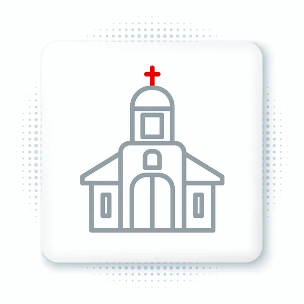 Line Church Building Icon Isolated White Background Christian Church Religion — Stock Vector