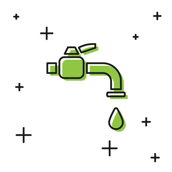 Black Water Tap Icon Isolated White Background Vector Illustration — Stock Vector