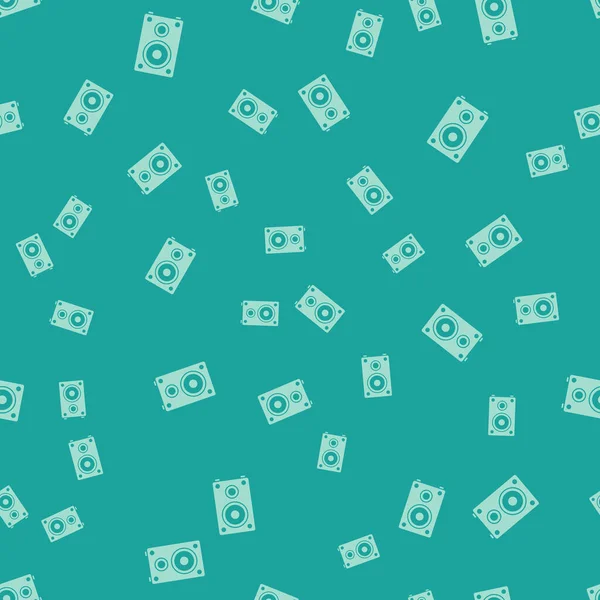 Green Stereo Speaker Icon Isolated Seamless Pattern Green Fone Звуковые — стоковый вектор