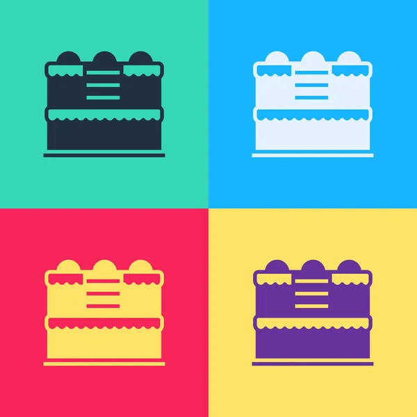 Pop Art Cake Ikona Izolowane Tle Koloru Wszystkiego Najlepszego Wektor — Wektor stockowy