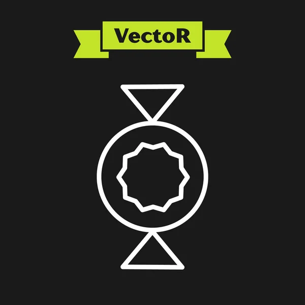 Vit Linje Godis Ikon Isolerad Svart Bakgrund Vektor — Stock vektor