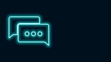 Parlayan neon hattı konuşma balonu sohbet simgesi siyah arkaplanda izole edildi. İleti simgesi. İletişim ya da yorum sohbet sembolü. 4K Video hareketli grafik canlandırması
