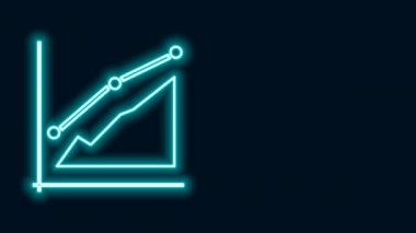 Parlayan neon hattı pasta grafiği bilgi simgesi siyah arkaplanda izole edildi. Diyagram çizelgesi. 4K Video hareketli grafik canlandırması