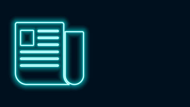Linea neon incandescente Icona del documento File isolata su sfondo nero. Icona della lista di controllo. Concetto aziendale. Animazione grafica 4K Video motion — Video Stock