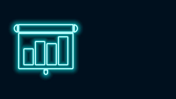 Leuchtende Neon-Linie Präsentation Finanz-Business-Tafel mit Diagramm, Zeitplan, Diagramm, Infografik, Kuchendiagramm-Symbol auf schwarzem Hintergrund isoliert. 4K Video Motion Grafik Animation — Stockvideo
